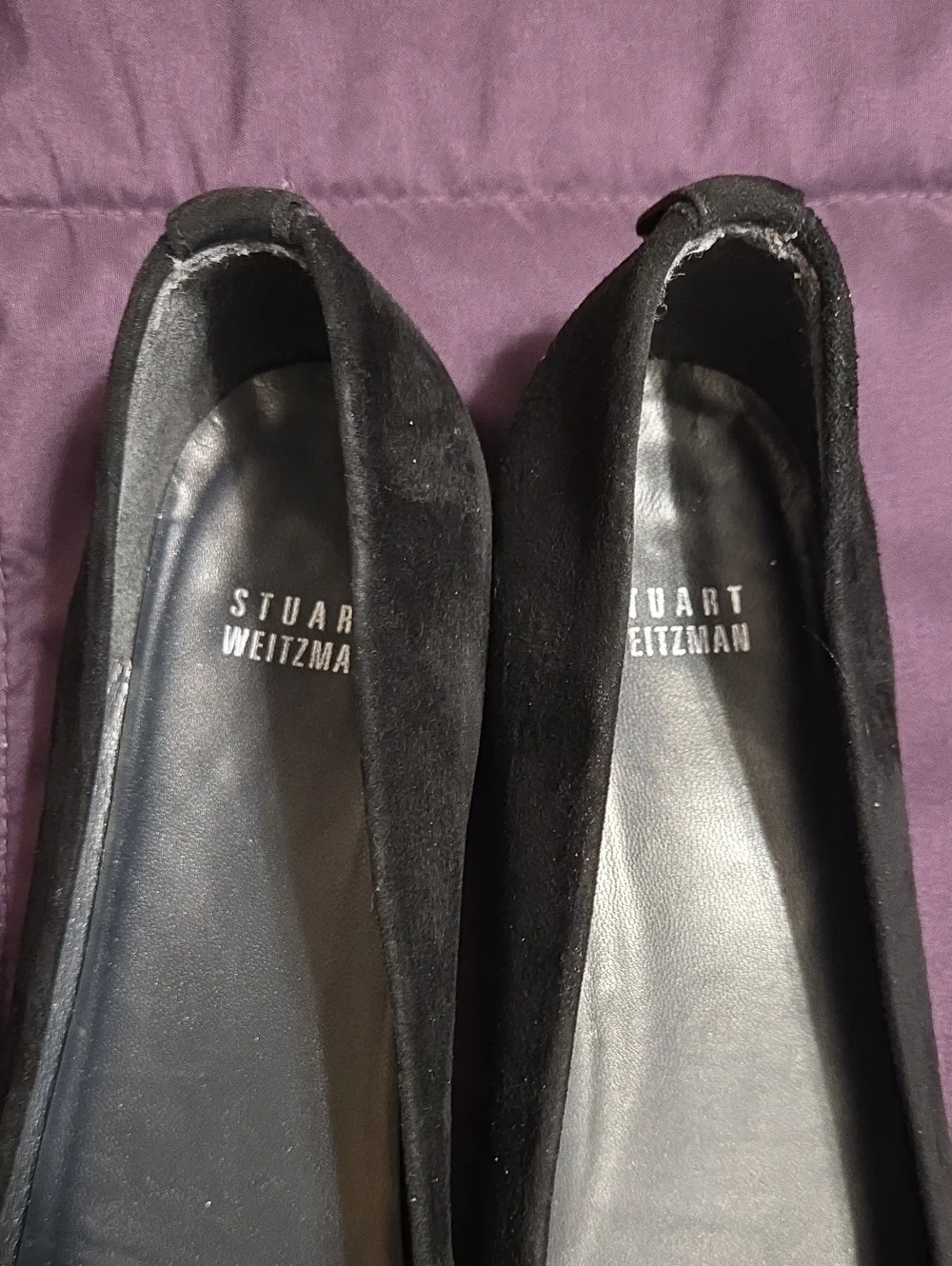 Stuart Weitzman Black Suede Bucksome Wedges with Silver Oval Accents Size 9N - Picture 8 of 11